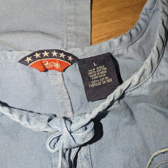 Vintage Embroidered Jean Denim Dress & Button Up Top 2 Piece Set Outfit Large - Picture 3 of 13